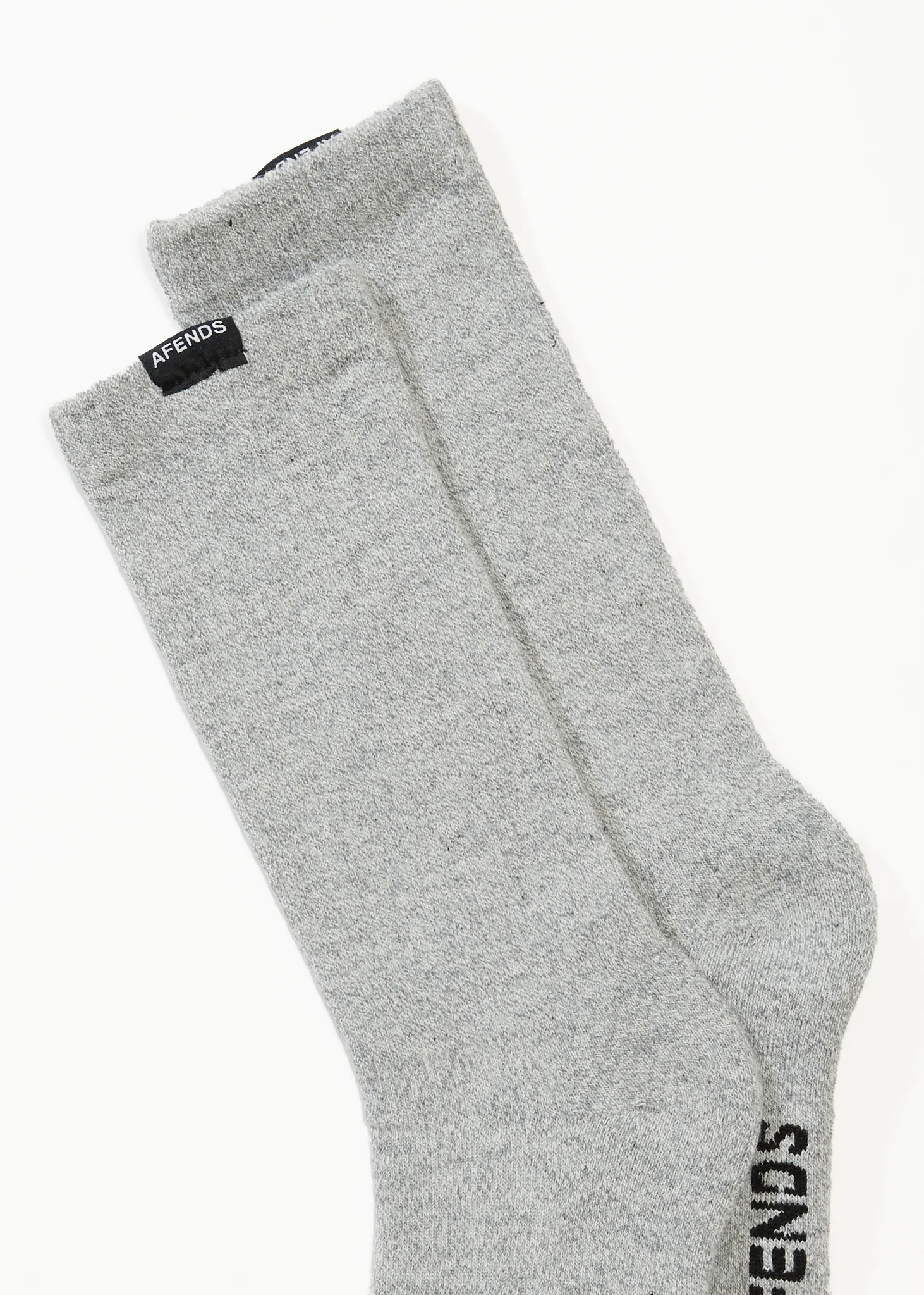 AFENDS Mens Everyday - Ribbed Crew Socks - Shadow Grey Marle