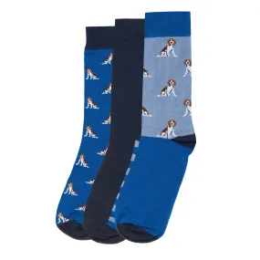 Barbour Beagle Dog Socks Set Blue