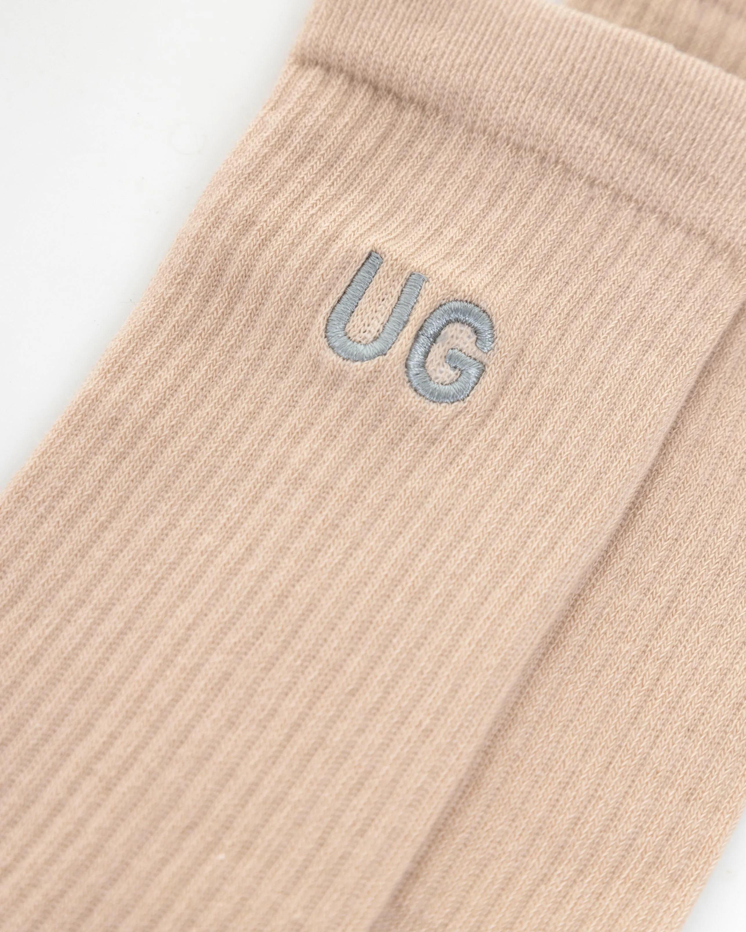 Basics Embroidered UG Socks Bone