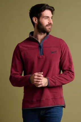 Burgundy Pique Quarter Zip Sweatshirt