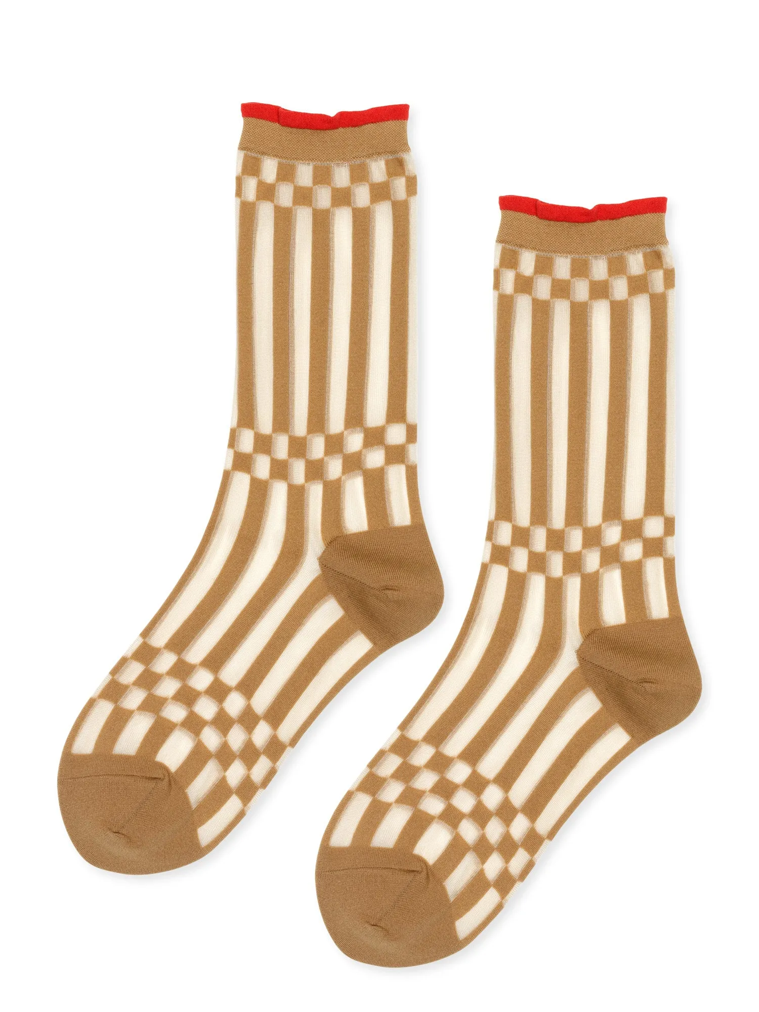 Caddie Sheer Crew Socks - Beige