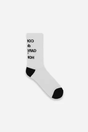 Cotton Pile Logo Socks White