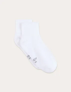 Cushioned Quarter Crew Socks - White