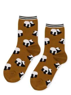 Downward Panda Crew Socks - Vintage Gold