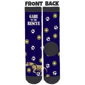 Gabe to the Rescue Blue Crew Socks