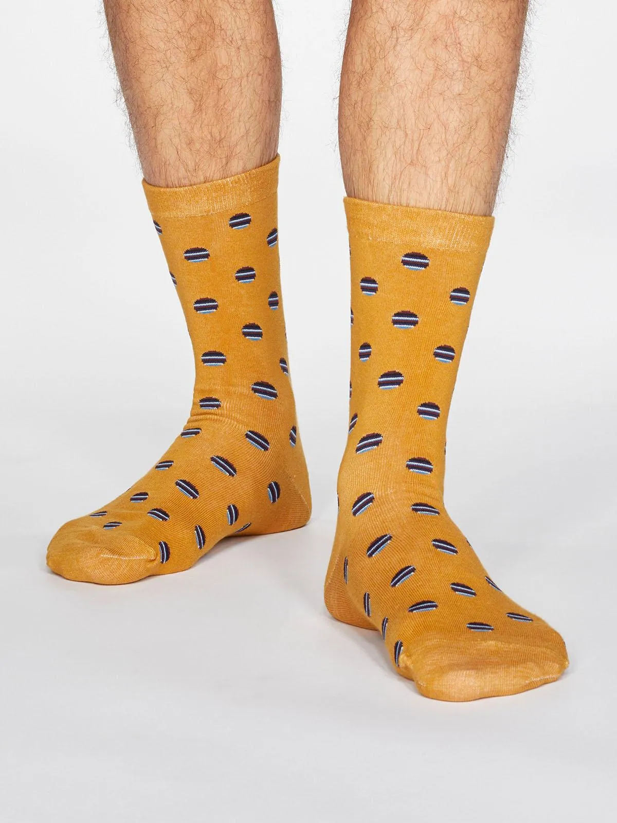 Grayson Spot Stripe Socks - Mustard Yellow