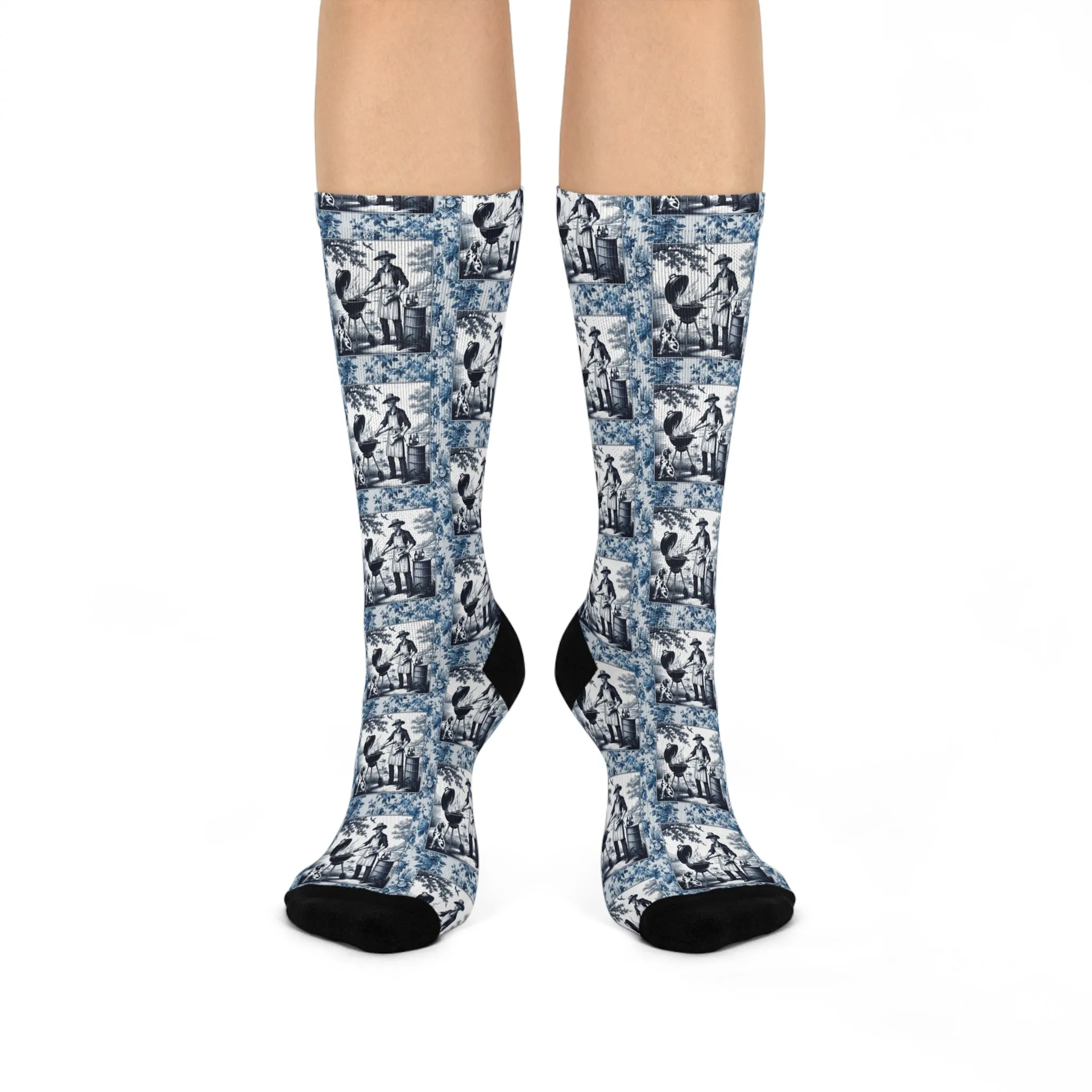 Grillin' Guru Vintage Toile Cushioned Crew Socks