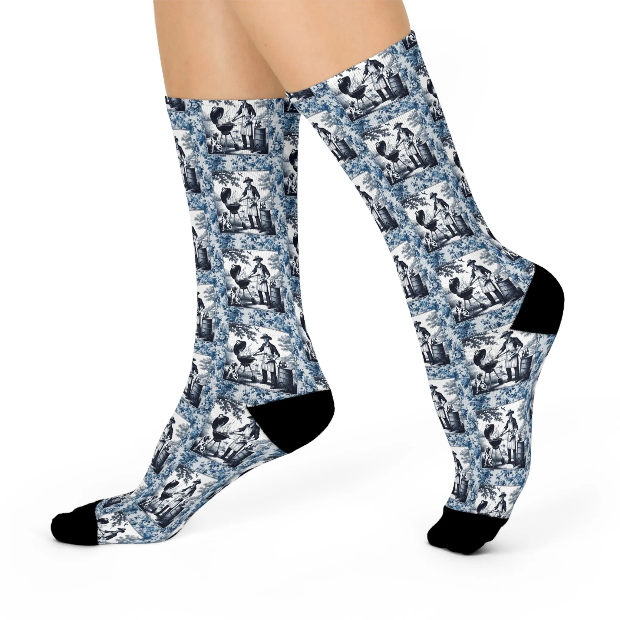 Grillin' Guru Vintage Toile Cushioned Crew Socks