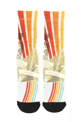 Guys Live Free Guitar Print Socks