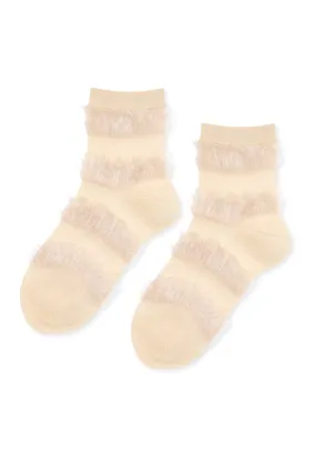 Josephine Sheer Crew Socks - Nude