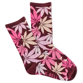 K.Bell Women's Scattered Cannabis Crew Socks