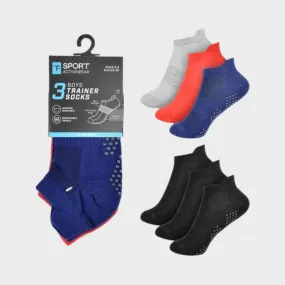 Kids 3 Pack Trainer Socks with Grippers