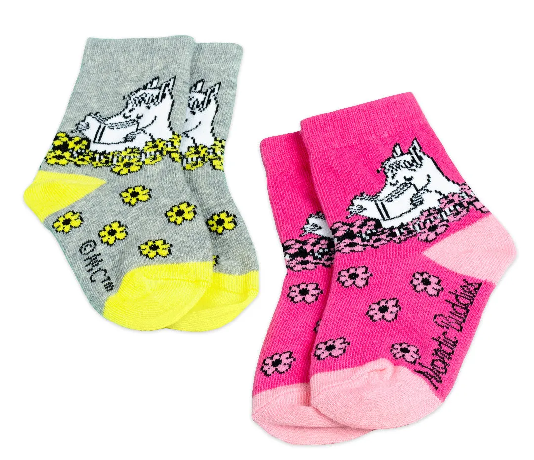 Kids Double Pack Snorkmaiden Socks - Grey/Pink