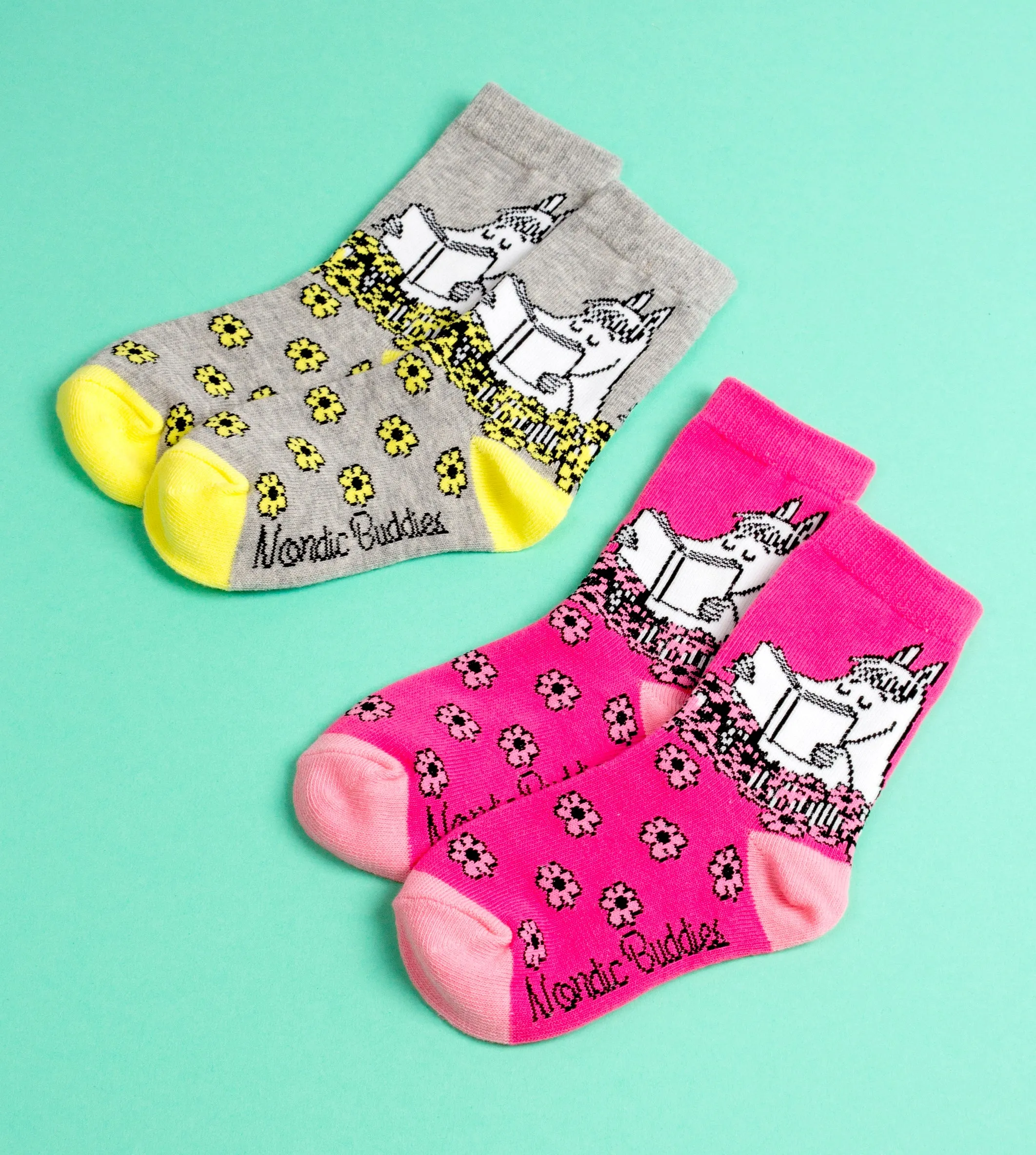 Kids Double Pack Snorkmaiden Socks - Grey/Pink