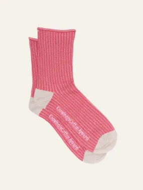 Lurex glitter rib socks - Hot Pink