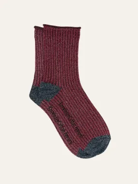 Lurex glitter rib socks - Rhubarb