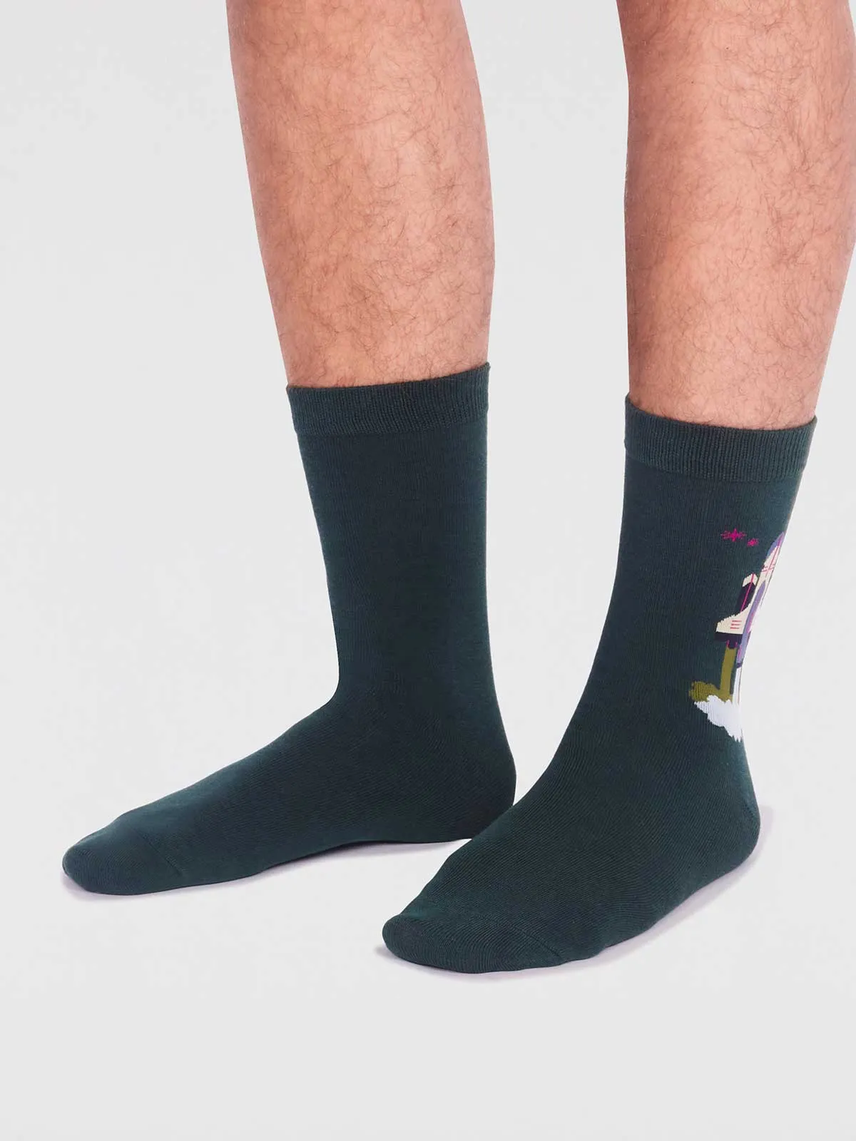 Onyx Organic Cotton Rocket Socks - Forest Green