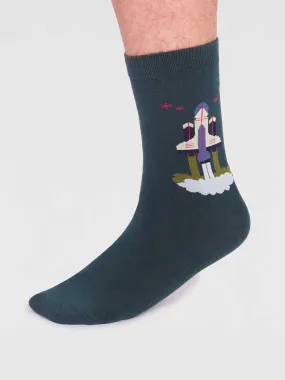 Onyx Organic Cotton Rocket Socks - Forest Green