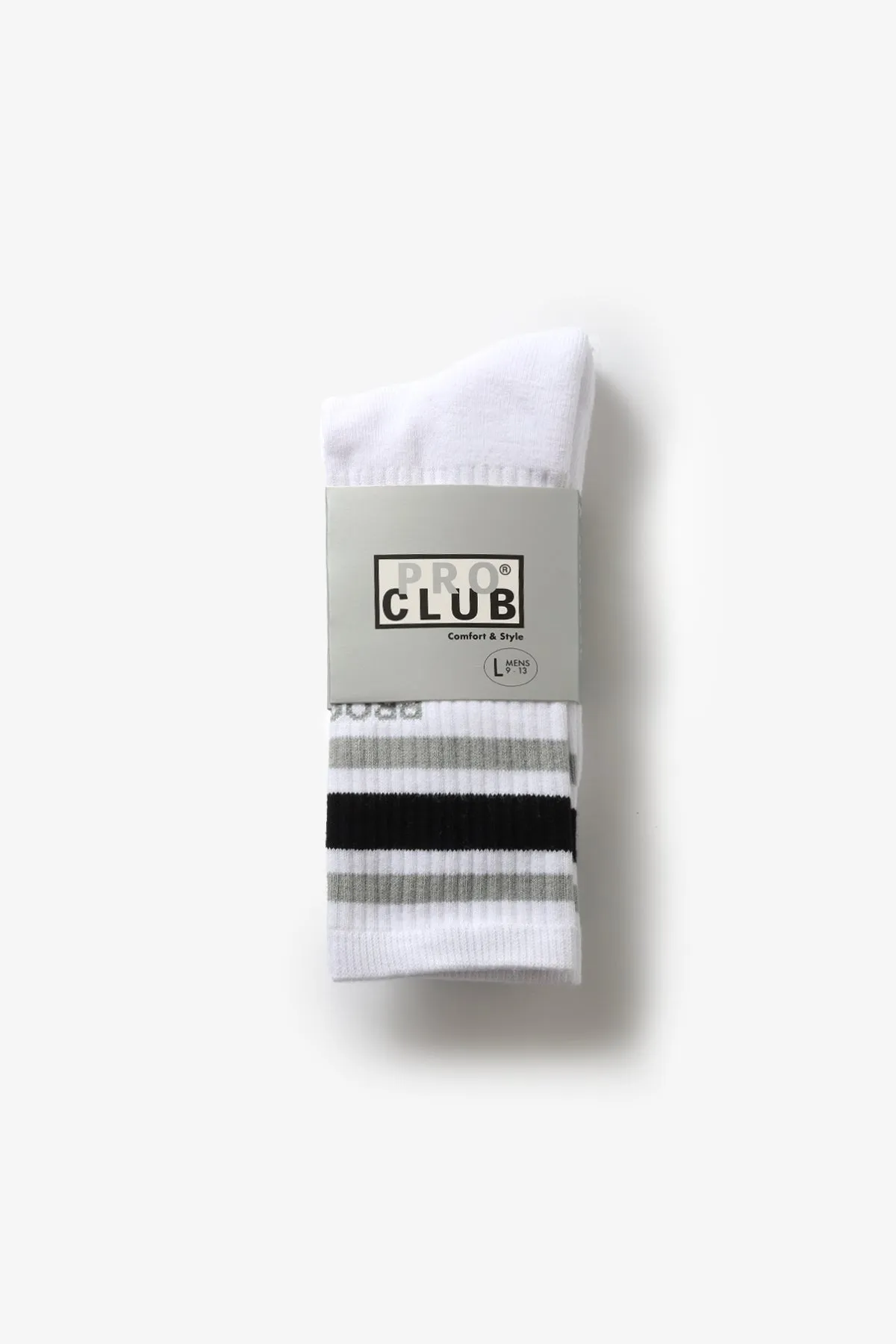 Pro Club - Striped Crew Socks - Grey/Black