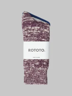 ROTOTO Low Gauge Slub Crew Socks Burgundy