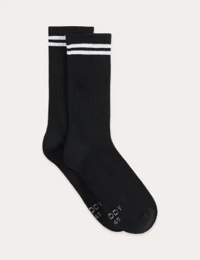 Striped Cushioned Crew Socks - Black/White