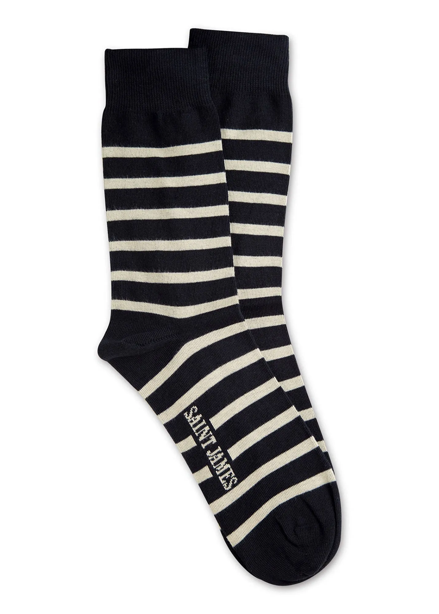 Striped socks - in cotton jersey (MARINE/ECRU)